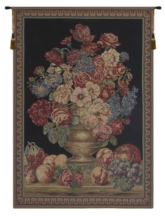 Vase on Black Mini Tapestry Wall Hanging