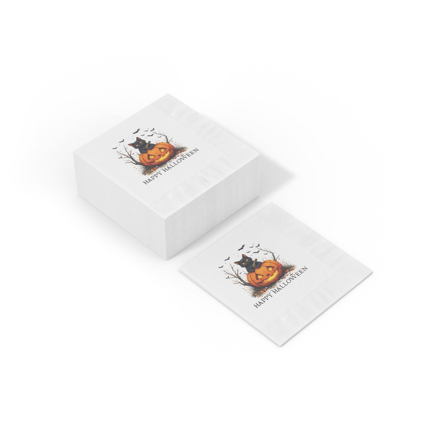 Halloween Napkins with Cats & Pumpkins Design for Spooky Celebrations