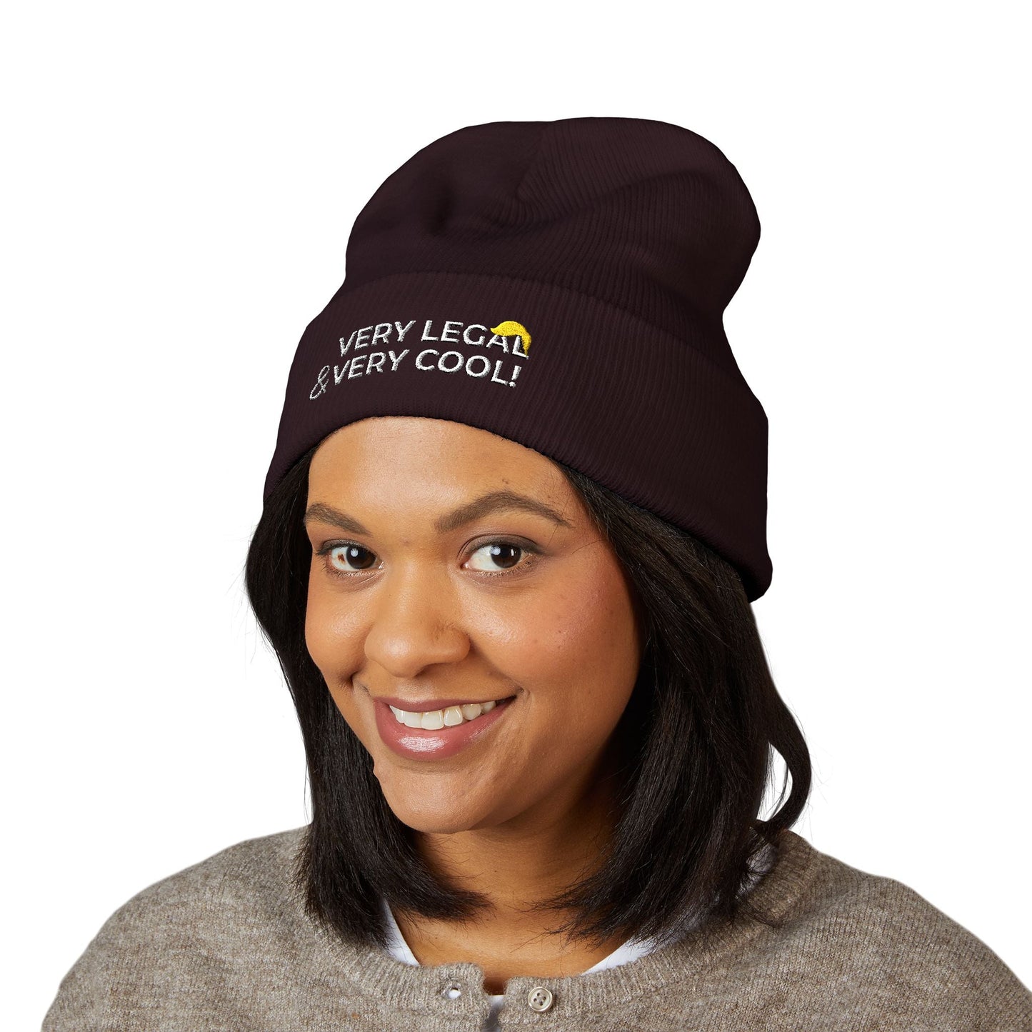 Very Legal & Very Cool Embroidered Knit Beanie – Political Parody Winter Hat