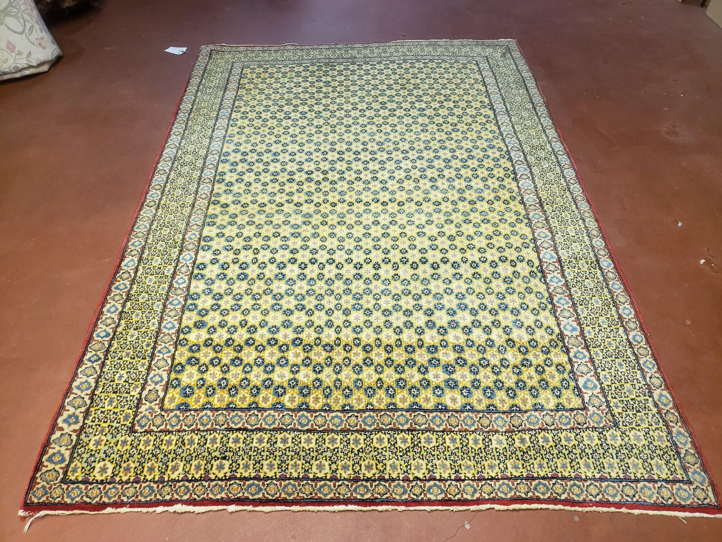 5x7 Authentic Handmade Rug Star Of David Wool Rug Green Rug Gold Rug 4x6 Rug