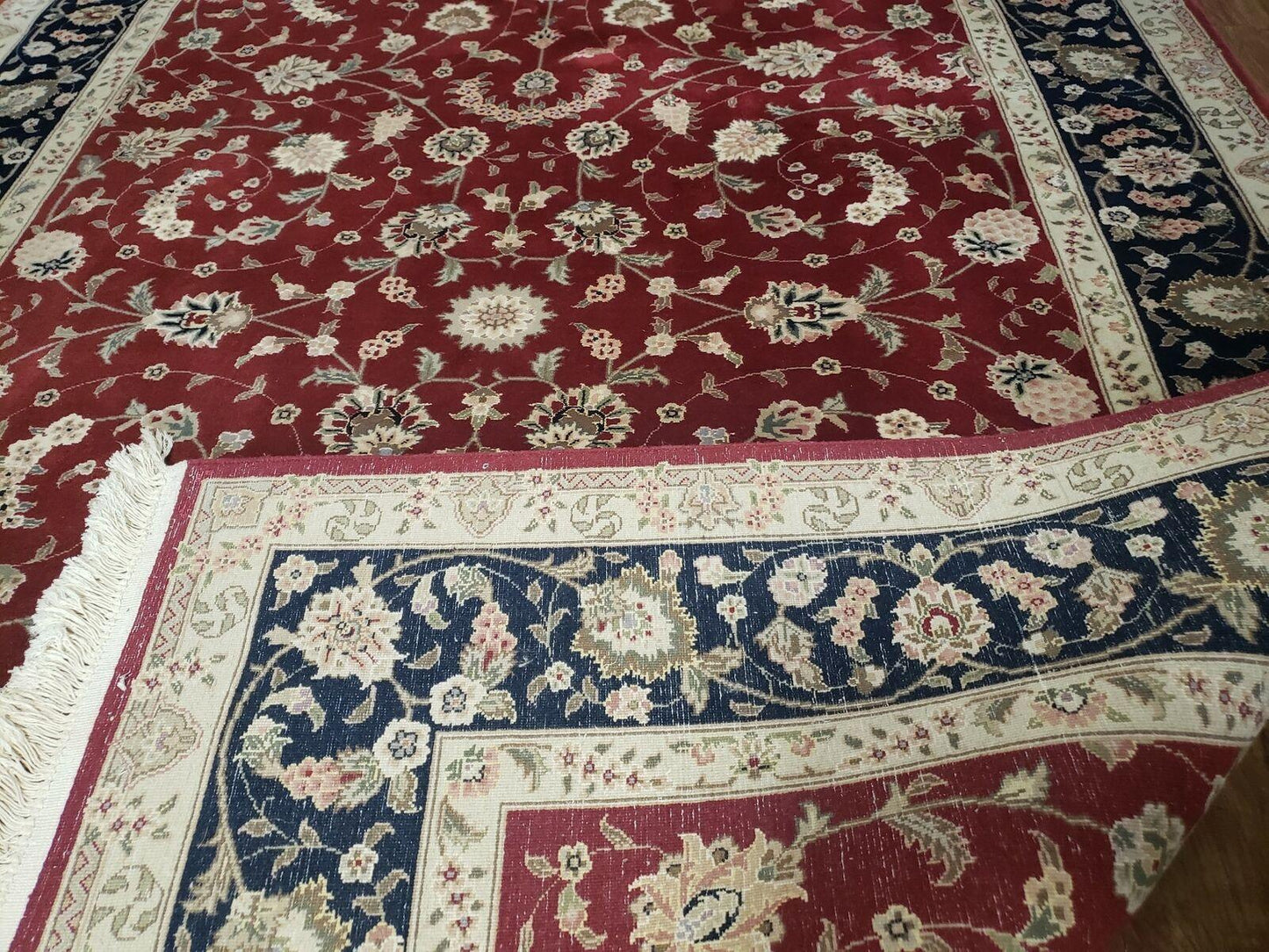 6' X 9' Vintage Fine Oriental Floral Handmade Wool Rug Vegetable Dyes Red Nice