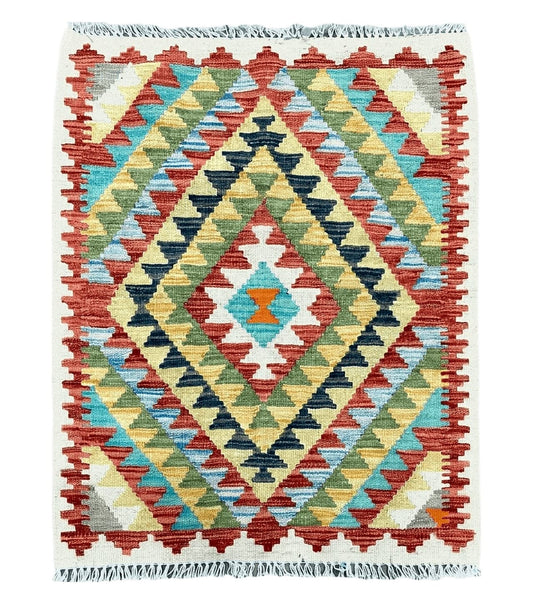 Small Kilim Rug 2x3 Colorful Turkish Kilim Accent Rug New Flatweave Wool Kilim Chobi Kilim Diamond Zigzag Playroom Rug