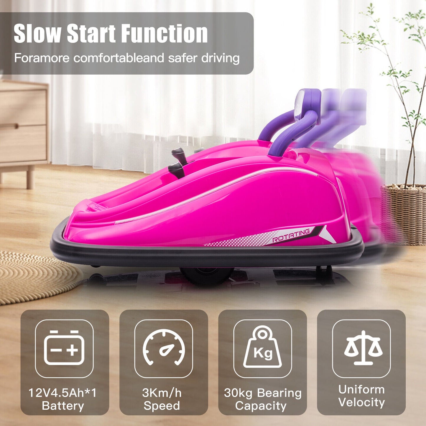 360 Degree Spin Electric Bumper Car for Kids with Remote Control - 12V Ride On Vehicle