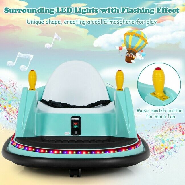 360-Degree Spin Race Bumper Car 6V Ride On with Remote Control for Kids