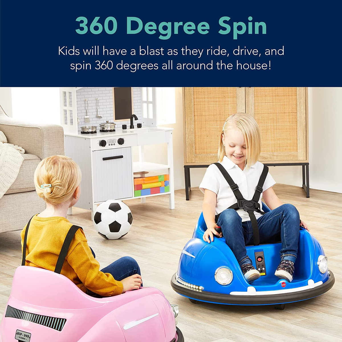 360° Electric Bumper Car for Kids (1.5-6 Years) with Parental Remote Control