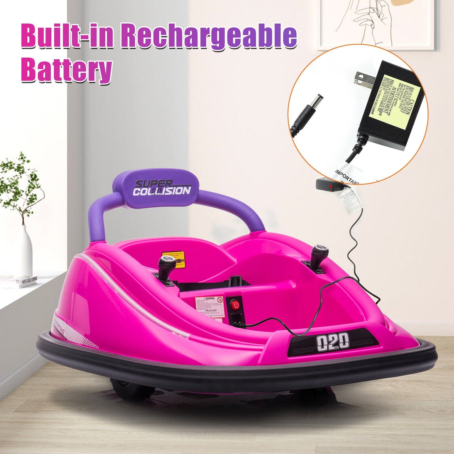360° Rotating Electric Bumper Car for Kids with Remote Control - 12V Ride On Vehicle