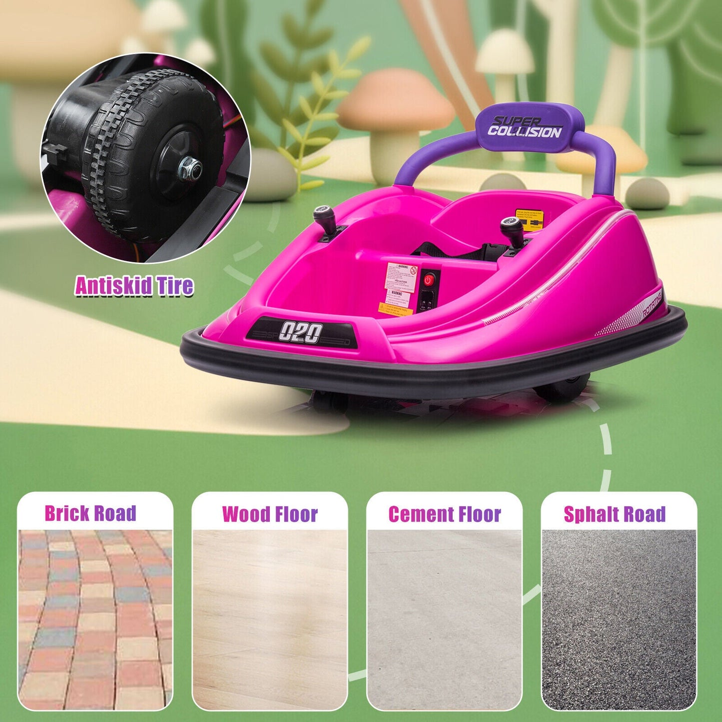 360° Rotating Electric Bumper Car for Kids with Remote Control - 12V Ride On Vehicle