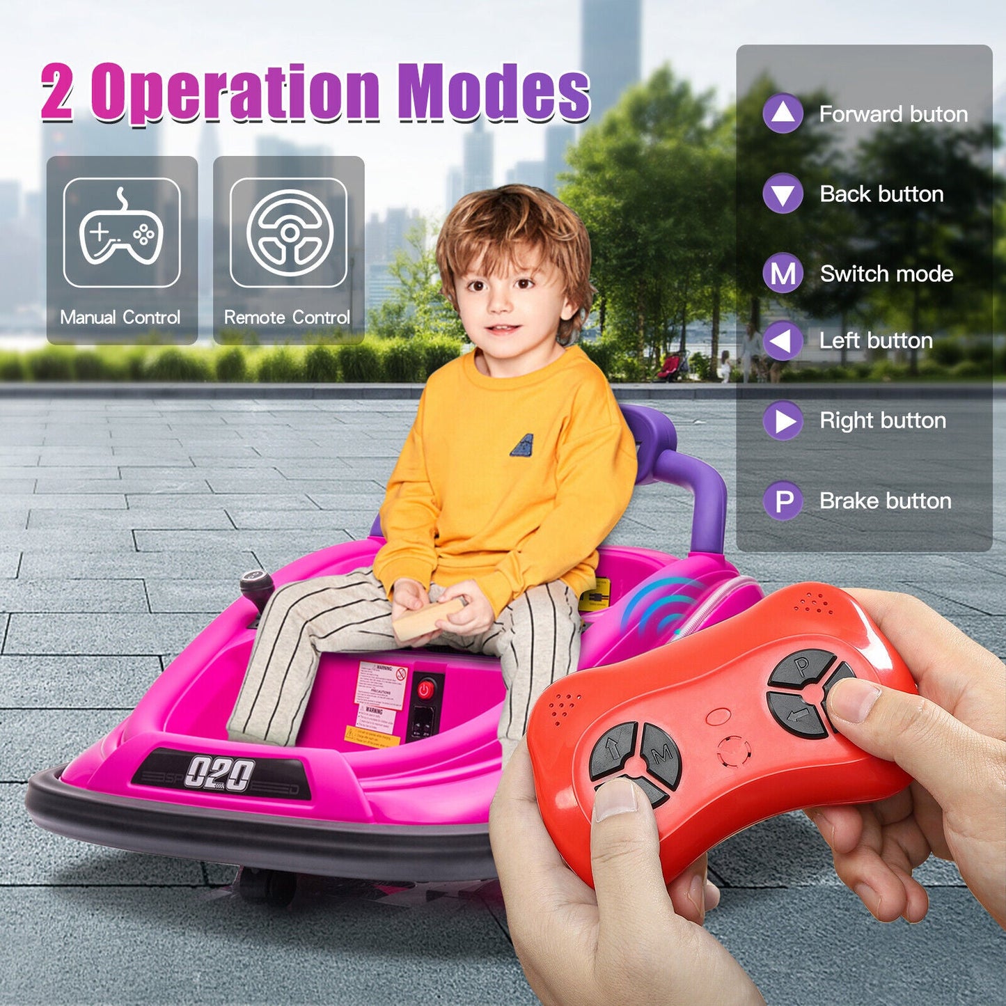 360° Rotating Electric Bumper Car for Kids with Remote Control - 12V Ride On Vehicle