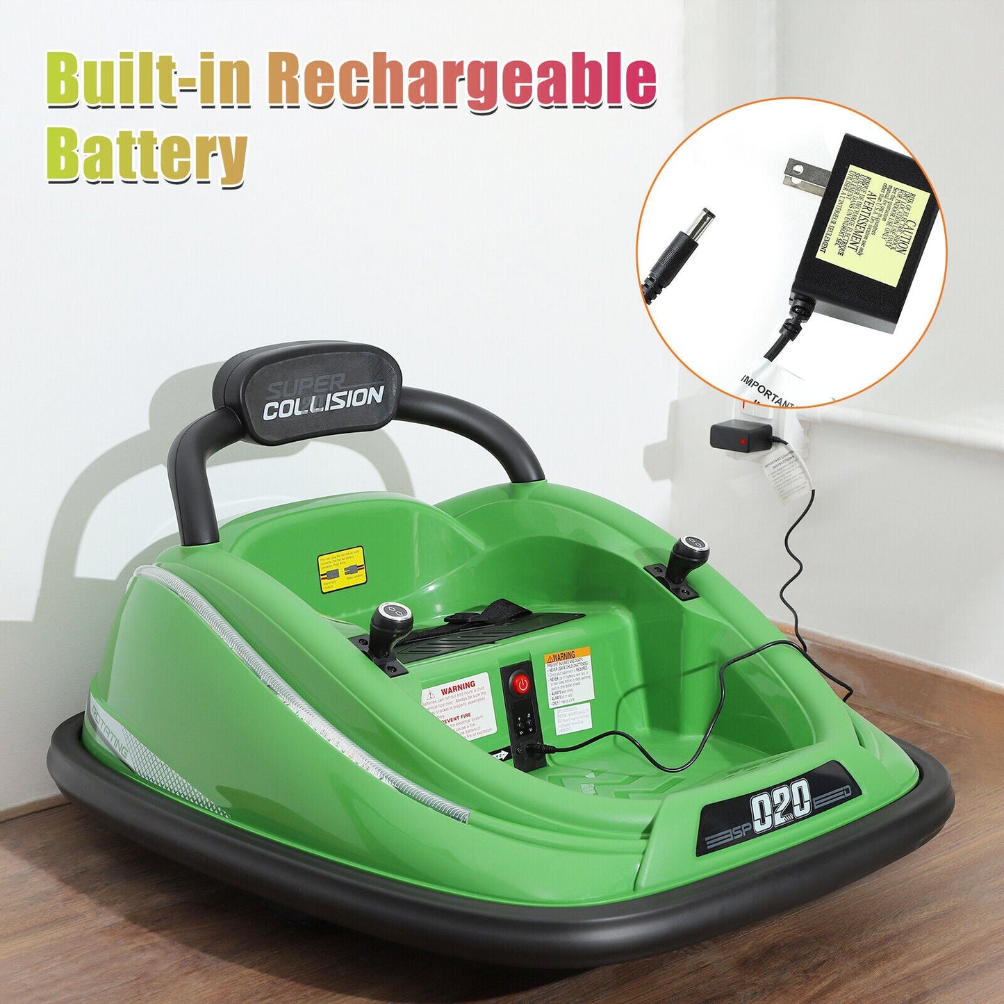 360° Rotating Electric Bumper Car for Kids with Remote Control - 12V Ride On Vehicle