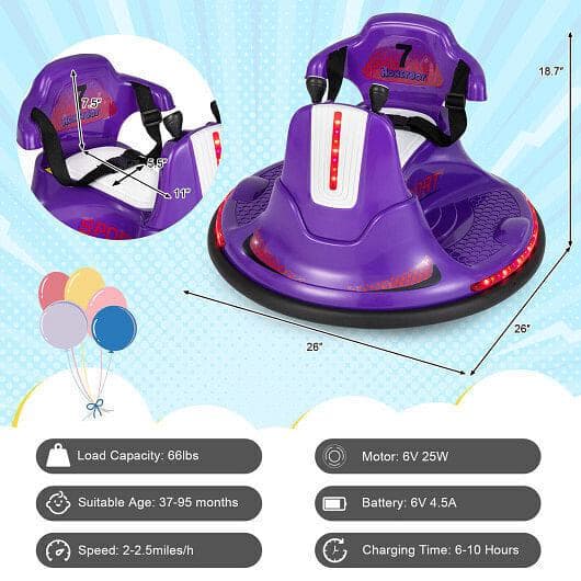 360?&deg; Spin Electric Ride On Car for Kids and Toddlers - Fun Bumper Car Experience!