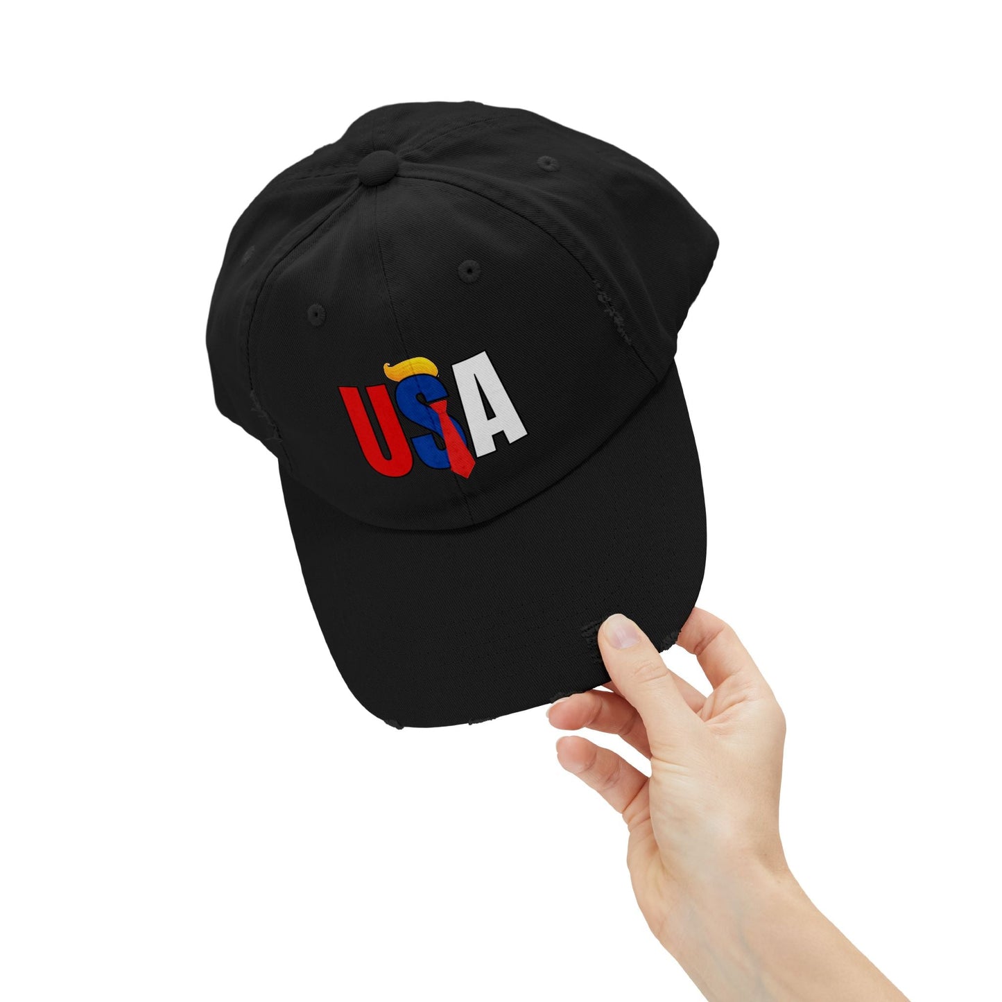 Unisex Trendy Distressed USA Cap