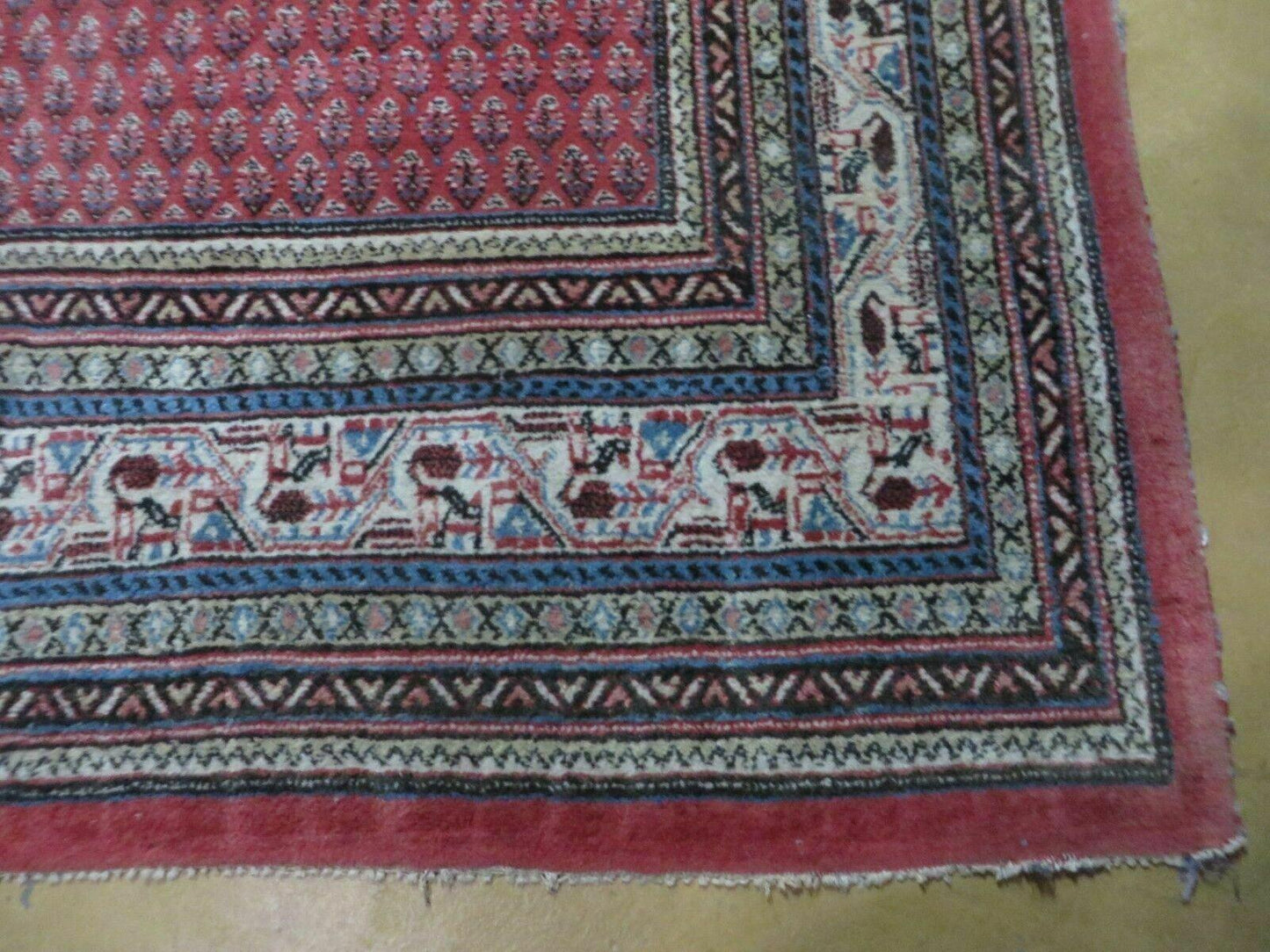 7' X 9' Vintage India Oriental Paisley Handmade Wool Rug Red Vegetable Dyes