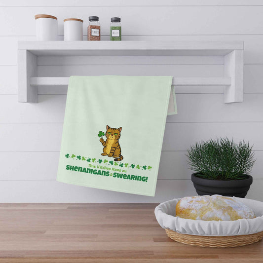 Shenanigans & Swearing Tea Towel | Funny St. Patrick’s Day Kitchen Towel