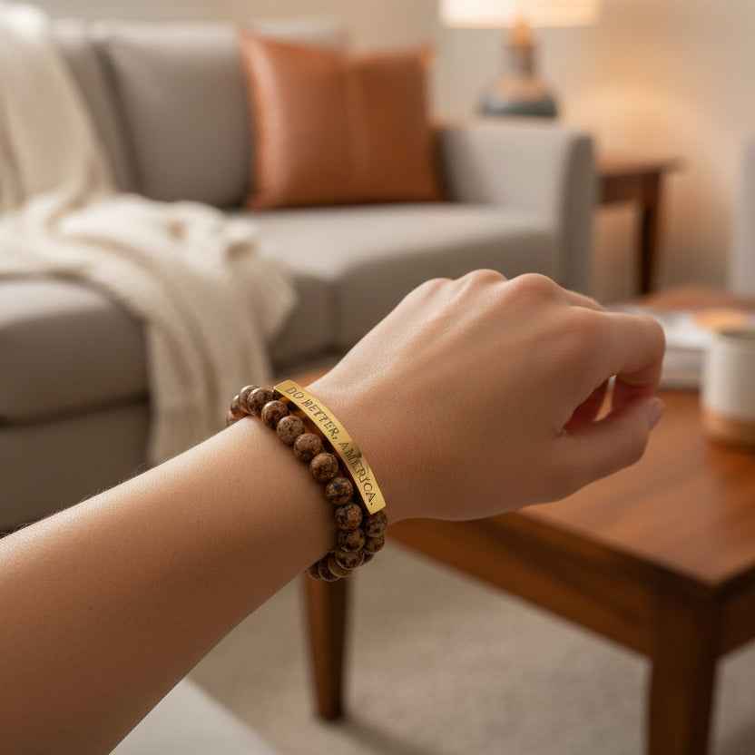 Do Better, America Bracelet – Engraved Stainless Steel Stretch Bracelet