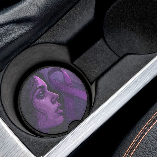 Purple Ribbon Soapstone Car Coaster