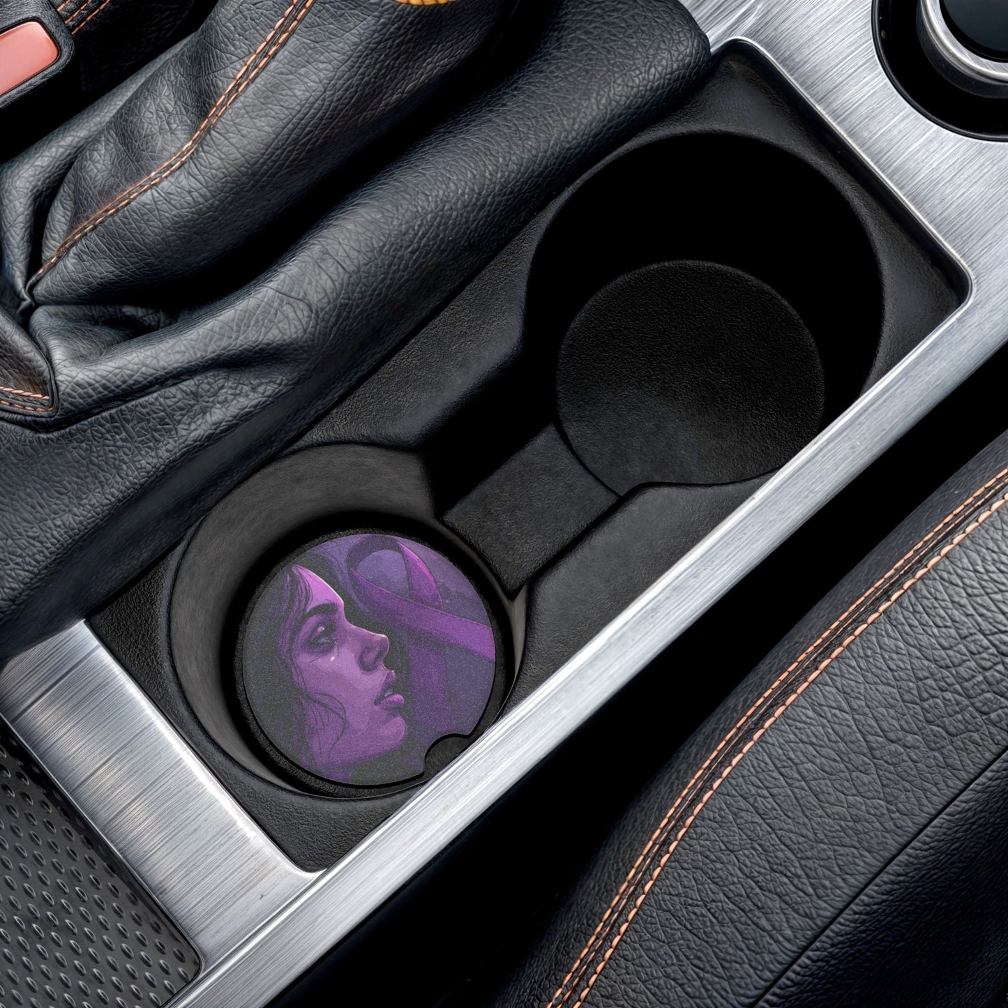 Purple Ribbon Soapstone Car Coaster