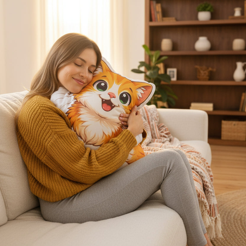 Smiling Cat Pillow — Pure Joy, Slightly Unhinged (in a good way)