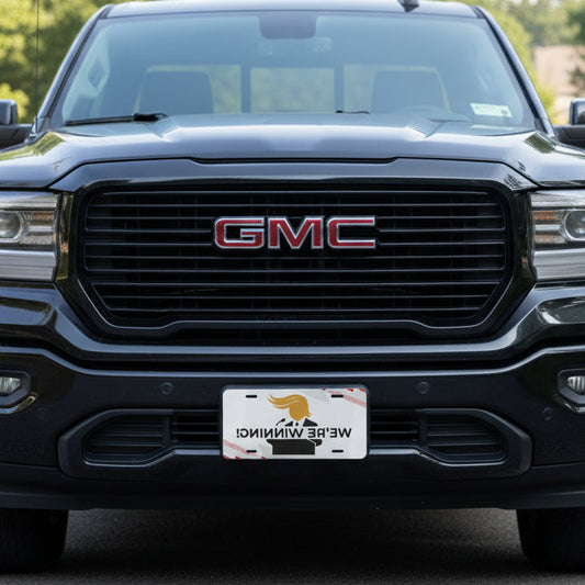 “WE’RE WINNING!” Mirror-Readable Political Parody Vanity Plate
