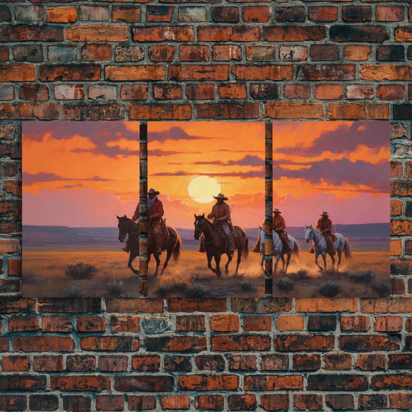 Western Wall Decor, Landscape Art, Sunset Wall Art, Canvas Print, Wall Art, 3 Piece Wall Art, Teacher Gift, Teen Boy Room Decor, Office Art