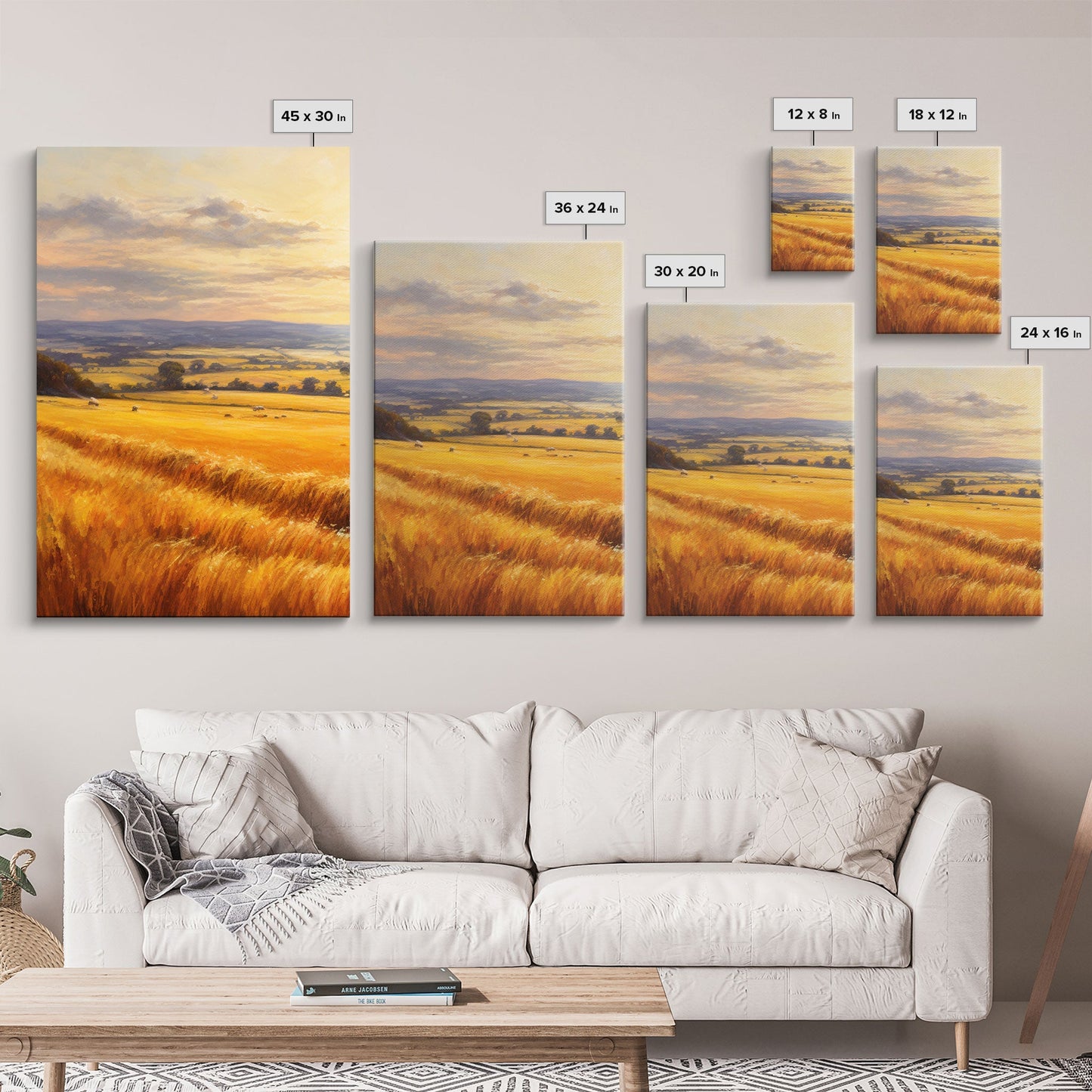 Countryside Wall Art, Wheat Field Art Print, Landscape Wall Art, Countryside Art, Canvas Print, Wall Art, 3 Piece Wall Art, Dorm Room Art