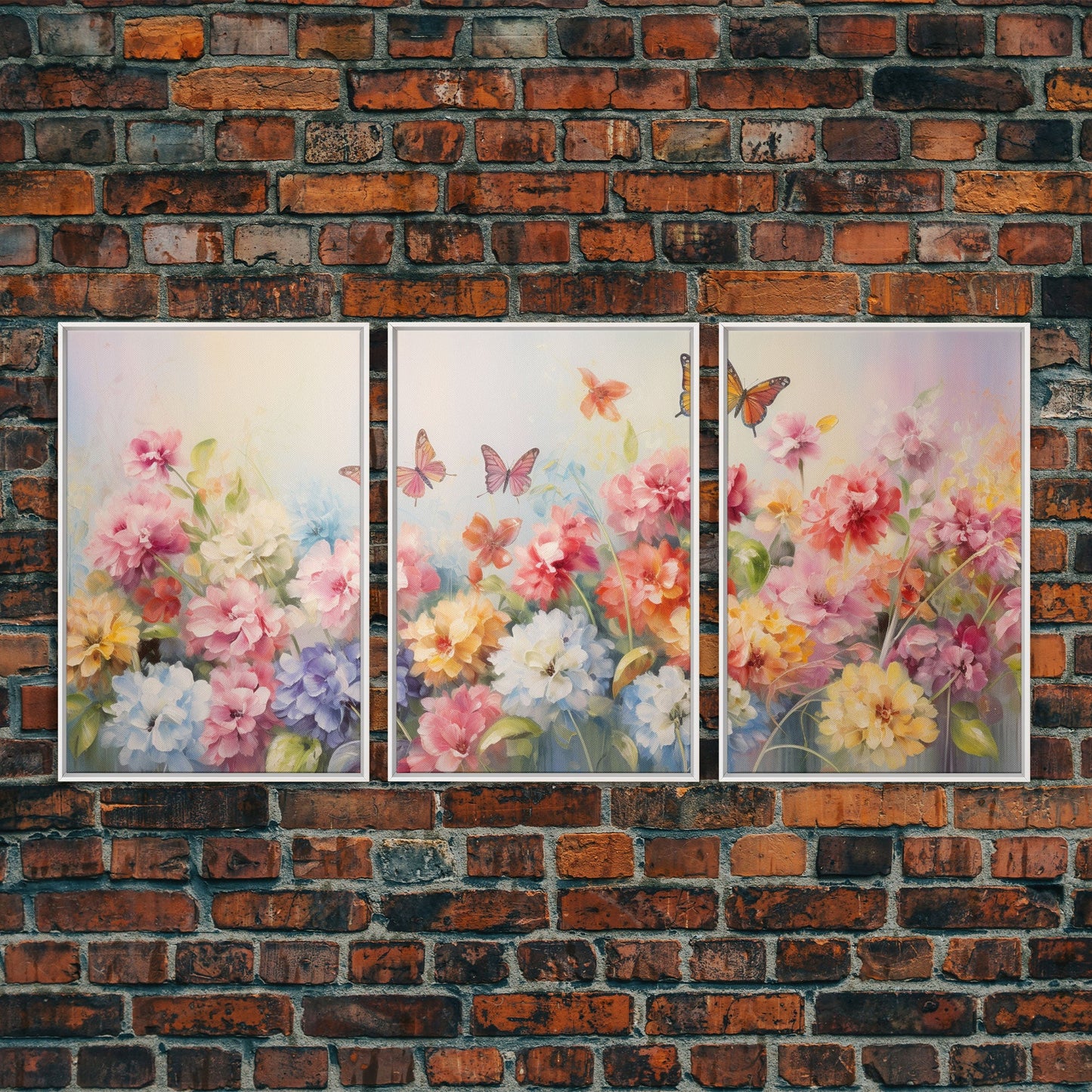 Peony Wall Art, Butterflies Art, Botanical Art Print, Canvas Print, Wall Art, 3 Piece Wall Art, Congratulations Gift, Bookshelf Decor