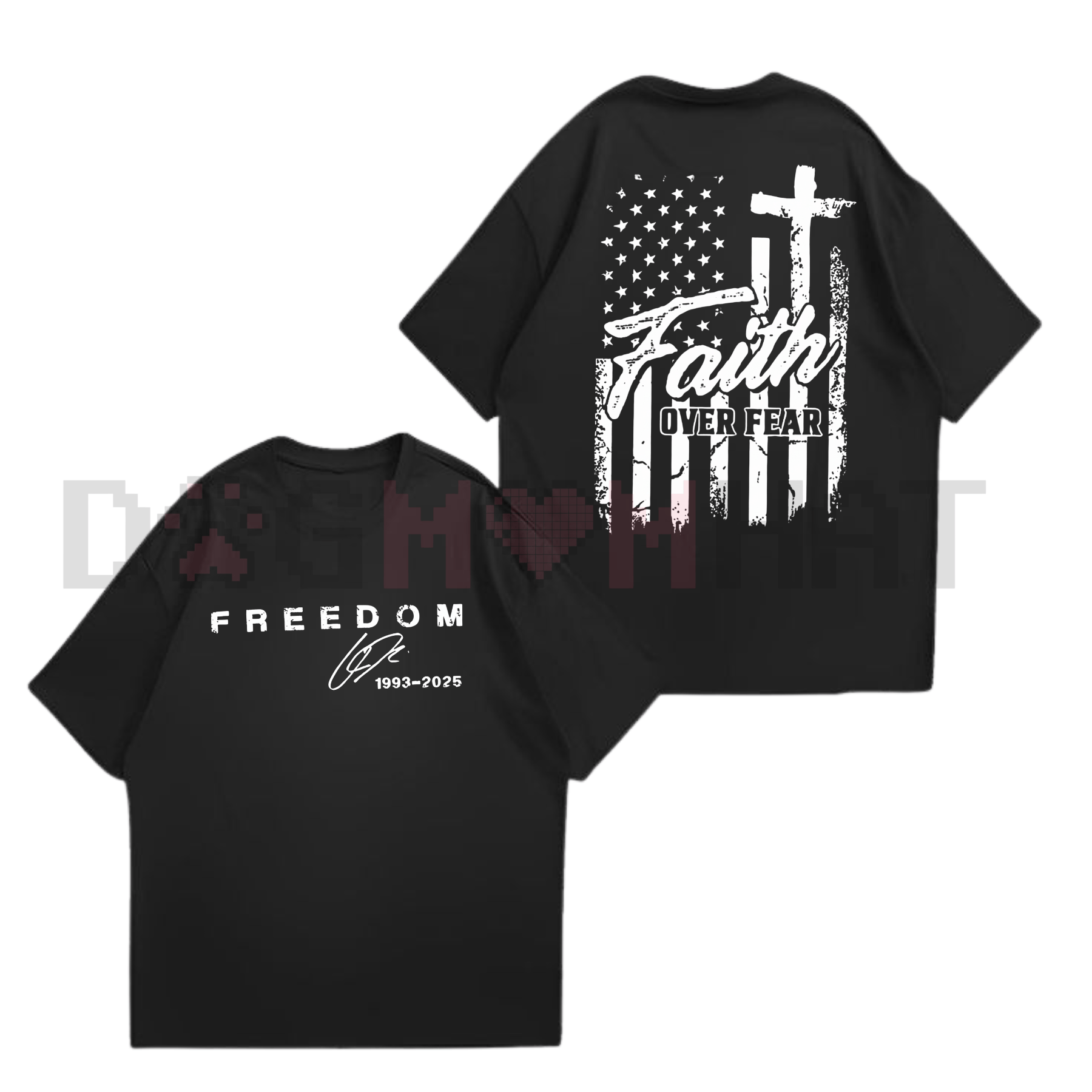 Freedom "Faith Over Fear" T-Shirt – We Wear Red On October, Patriotic American Flag Tee, Gift for Men & Women