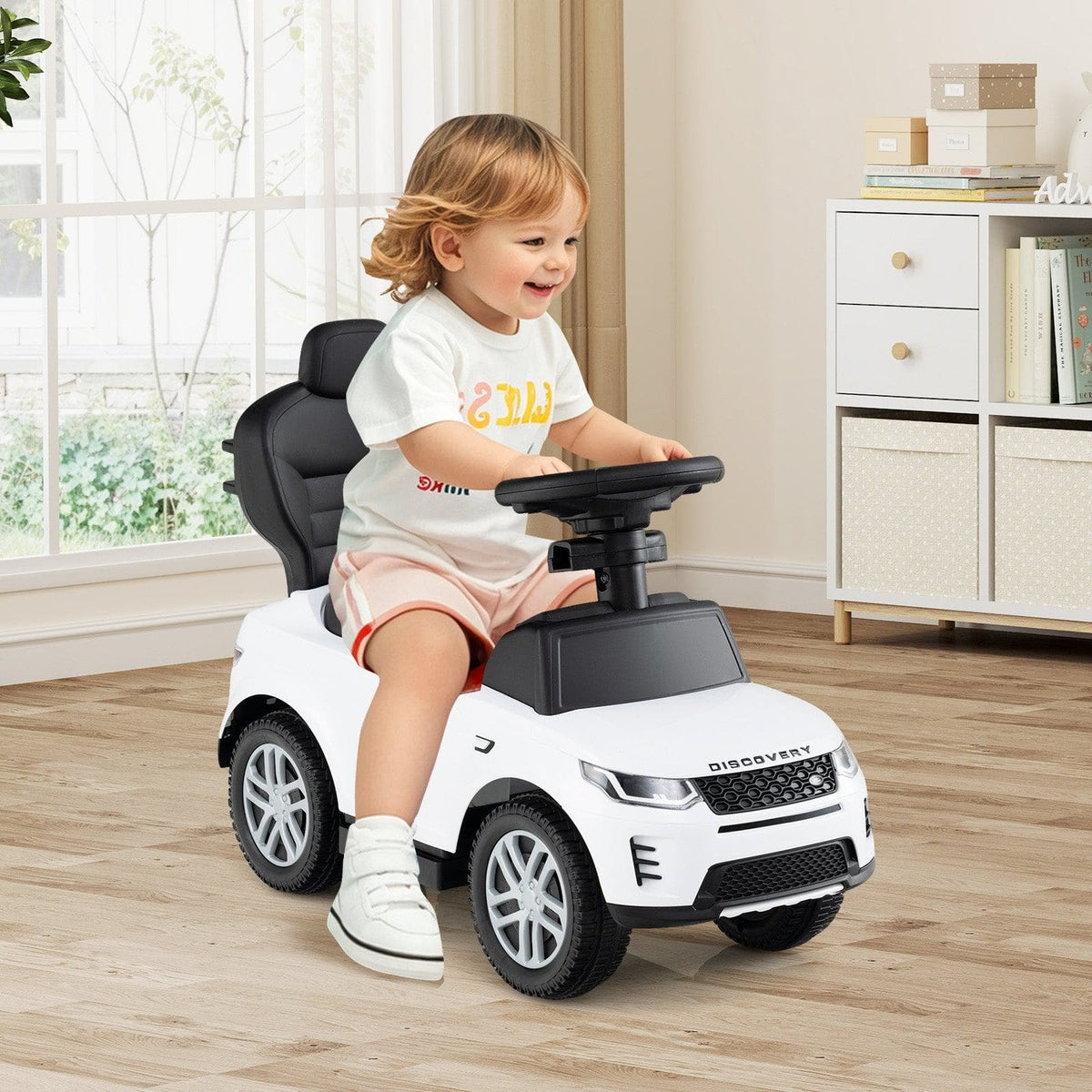 3 in 1 Push Car with Removable Handle and Guardrail for Kids 18-36 Months Old