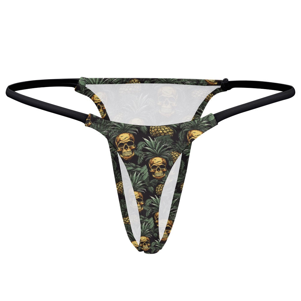 Pineapple Skull Pattern Women's Polyester Thong