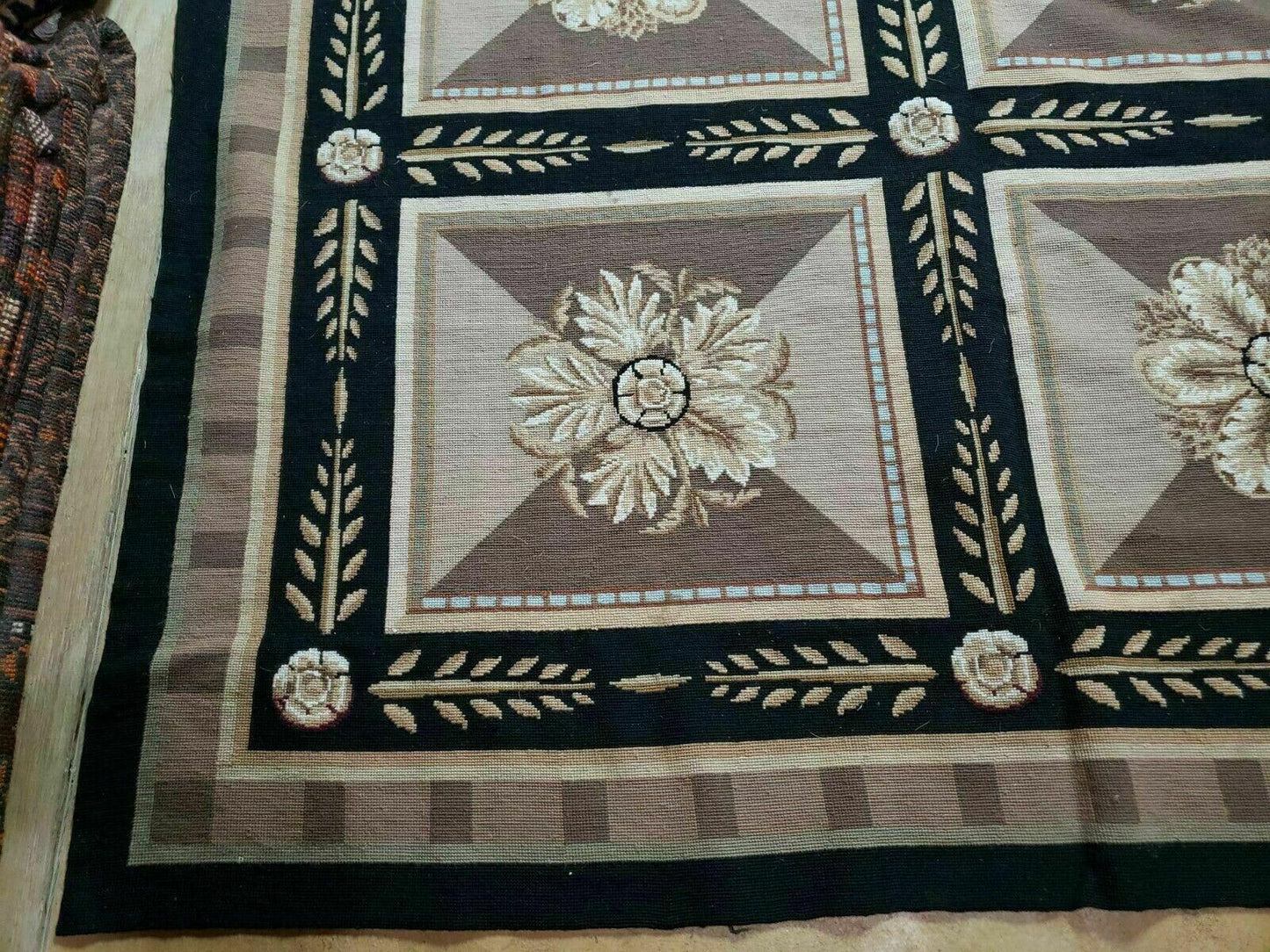 9' X 12' Handmade English Aubusson Savonnerie Design Needlepoint Wool Rug Nice