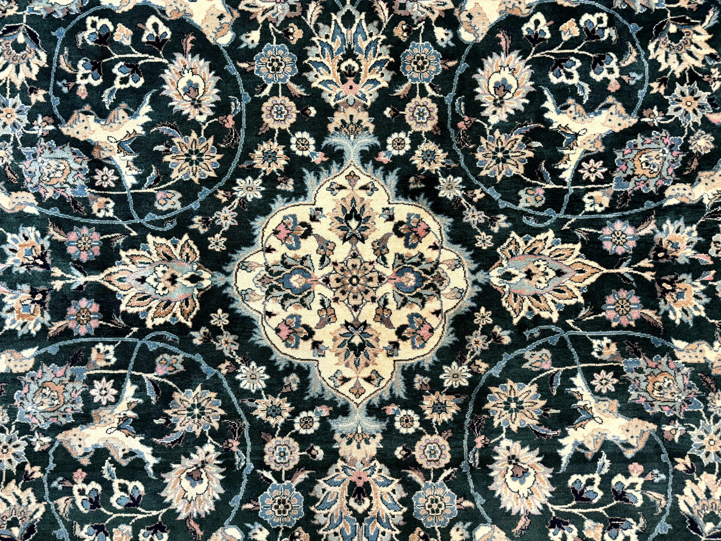 Pak Persian Rug 9x12, Dark Green, Floral Allover