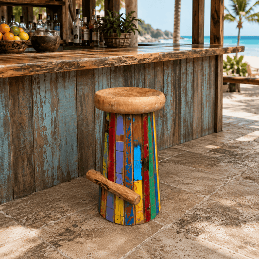 Reclaimed Boat Wood Bar Stool | Handmade in Bali, Indonesia