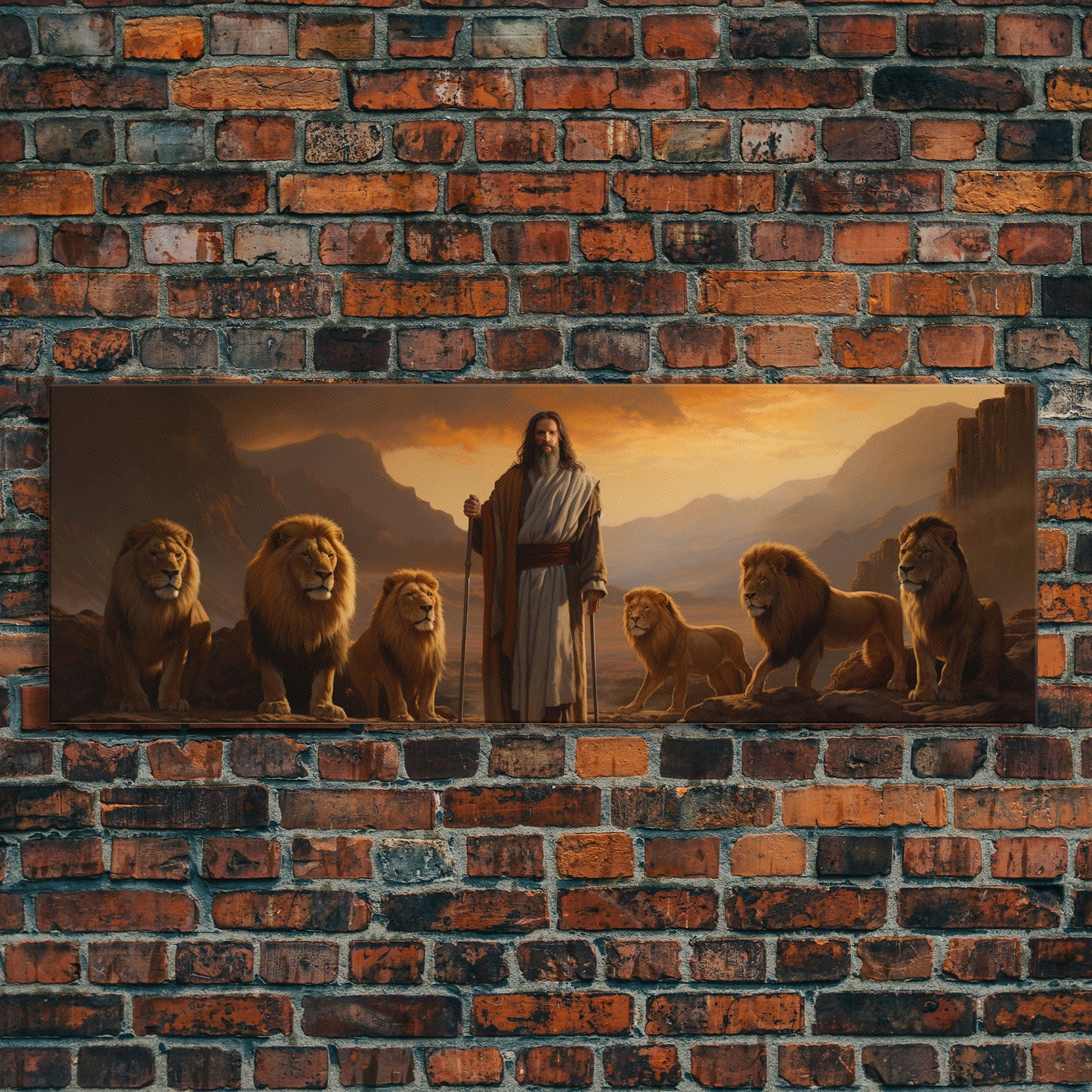 Jesus The Lion Of Judah, Framed Canvas Print, Christian Wall Art, Jesus and Lions, Oil Painting of Jesus