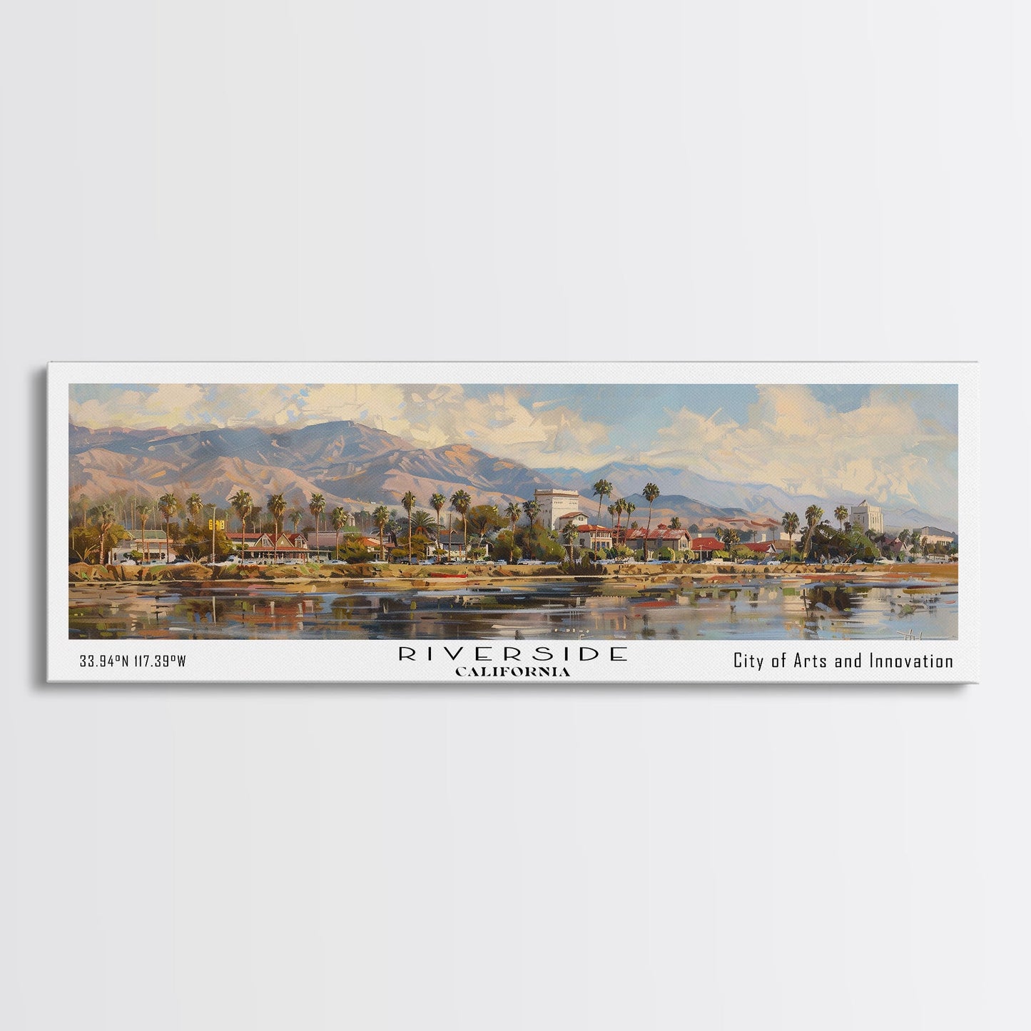 Riverside California Panoramic Print, Creative Framed Canvas Print, Travel Poster Art, Living Room Decor, Home Wall Art, Gift Idea
