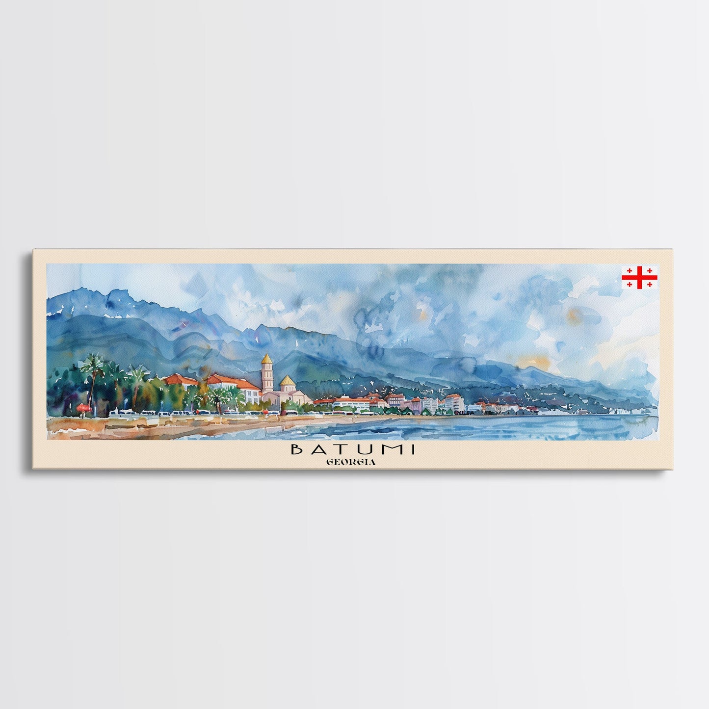Batumi Georgia Wall Art, Panoramic Travel Poster, Panoramic Framed Canvas Print, City Wall Art, Wall Hanging Home Decor, Travel Art