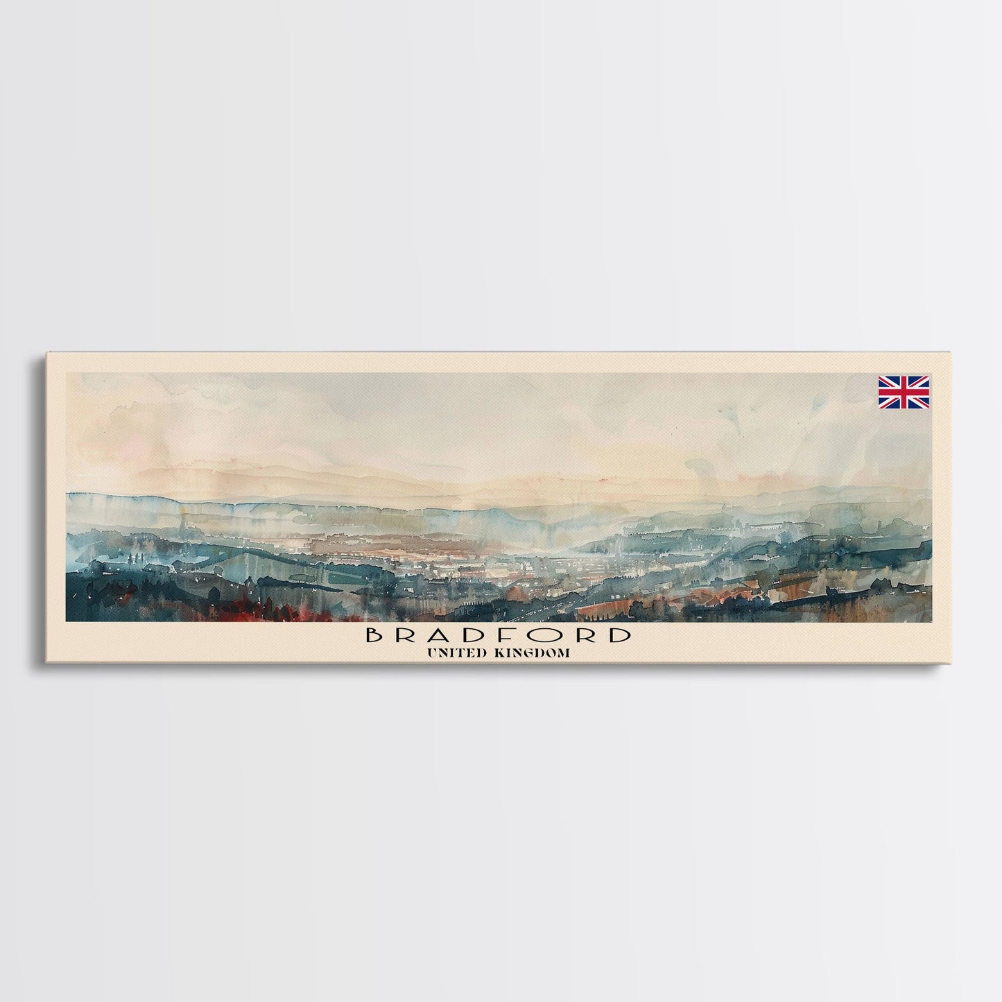 Bradford United Kingdom Travel Print Wall Art, Panoramic City Art, Travel Art, Wall Decor, Vacation Gift, Framed Canvas Print Or Metal Art