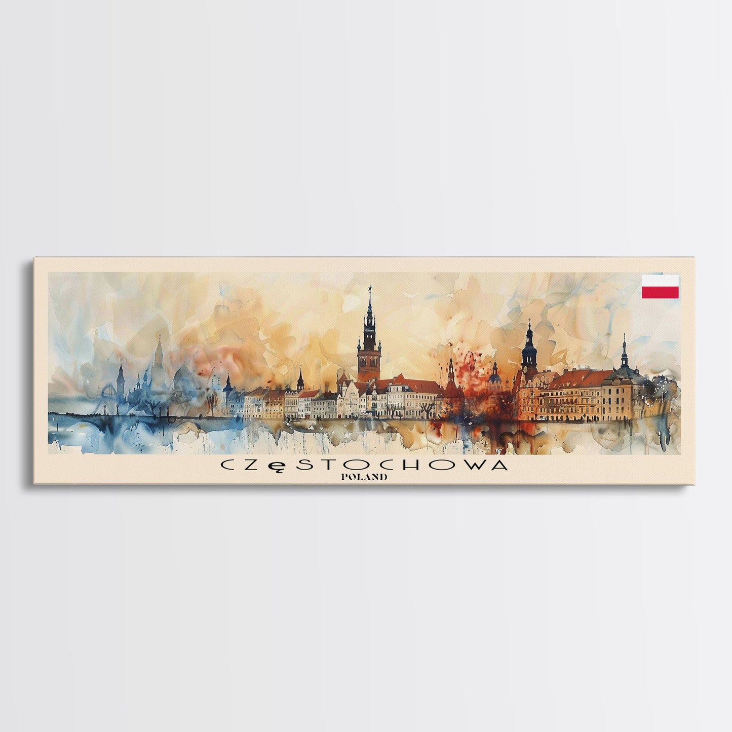 Czestochowa Poland Travel Art, City Art, Framed Canvas Print or Metal Wall Art, Europe Travel Poster, Panoramic Wall Art, Extra Wide Wall Art