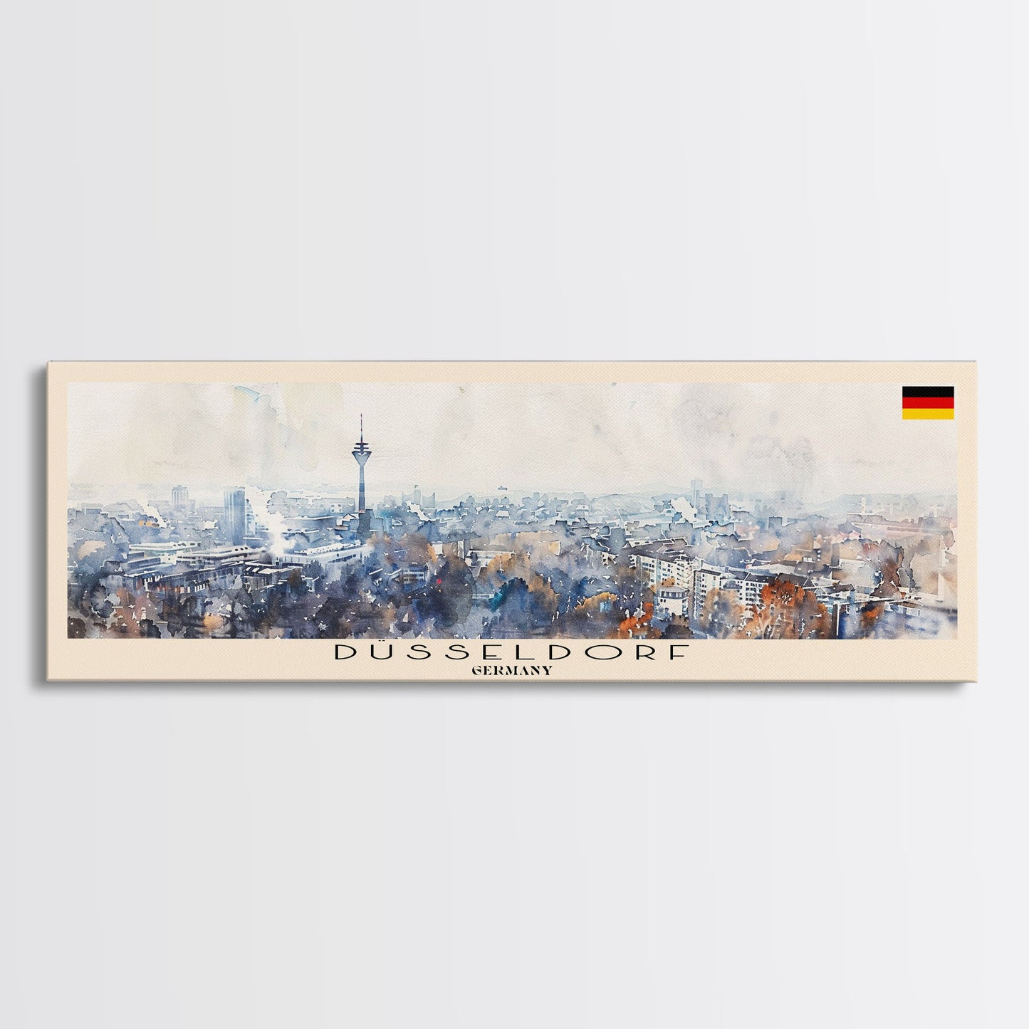 Dusseldorf Germany Travel Art, City Art, Framed Canvas Print or Metal Wall Art, Europe Travel Poster, Panoramic Wall Art, Extra Wide Wall Art