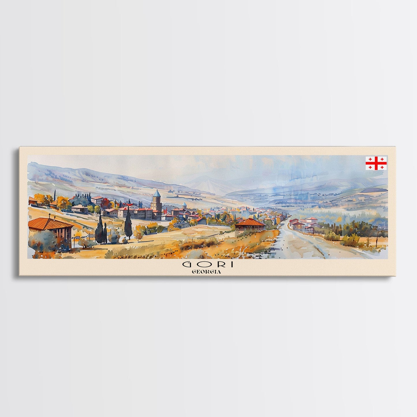 Gori Georgia Travel Print Wall Art, Panoramic City Art, Travel Art, Wall Decor, Vacation Gift, Framed Canvas Print Or Metal Art