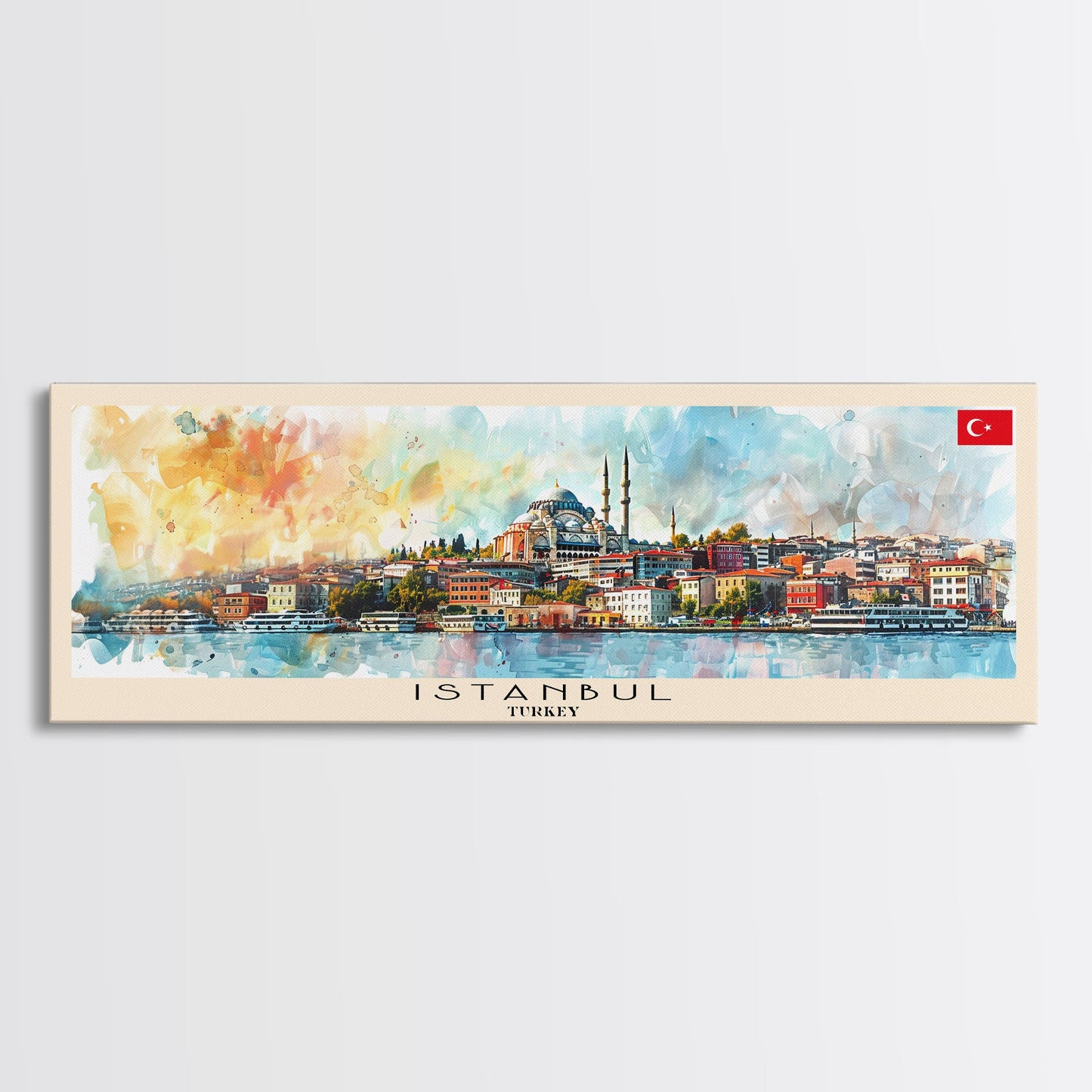 Istanbul Turkey Travel Print Wall Art, Panoramic City Art, Travel Art, Wall Decor, Vacation Gift, Framed Canvas Print Or Metal Art