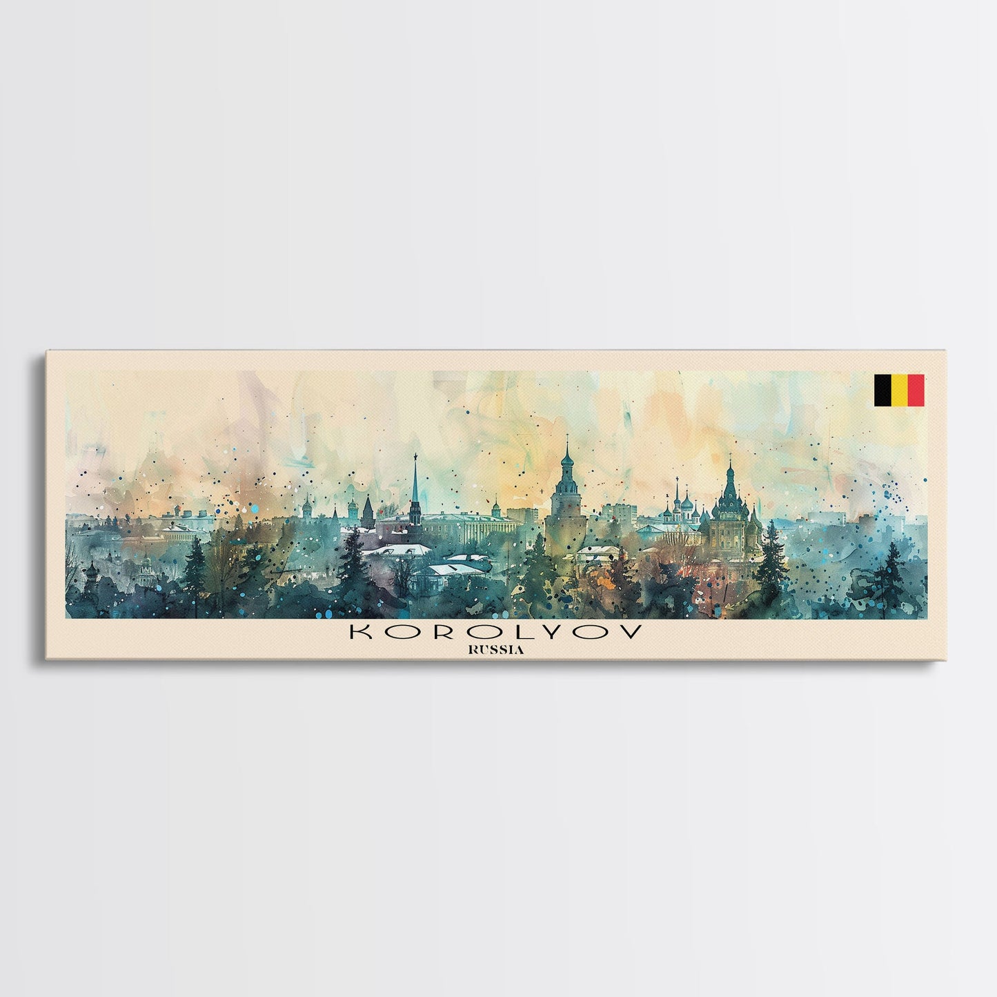 Korolyov Russia Wall Art, Panoramic Travel Poster, Panoramic Framed Canvas Print, City Wall Art, Wall Hanging Home Decor, Travel Art