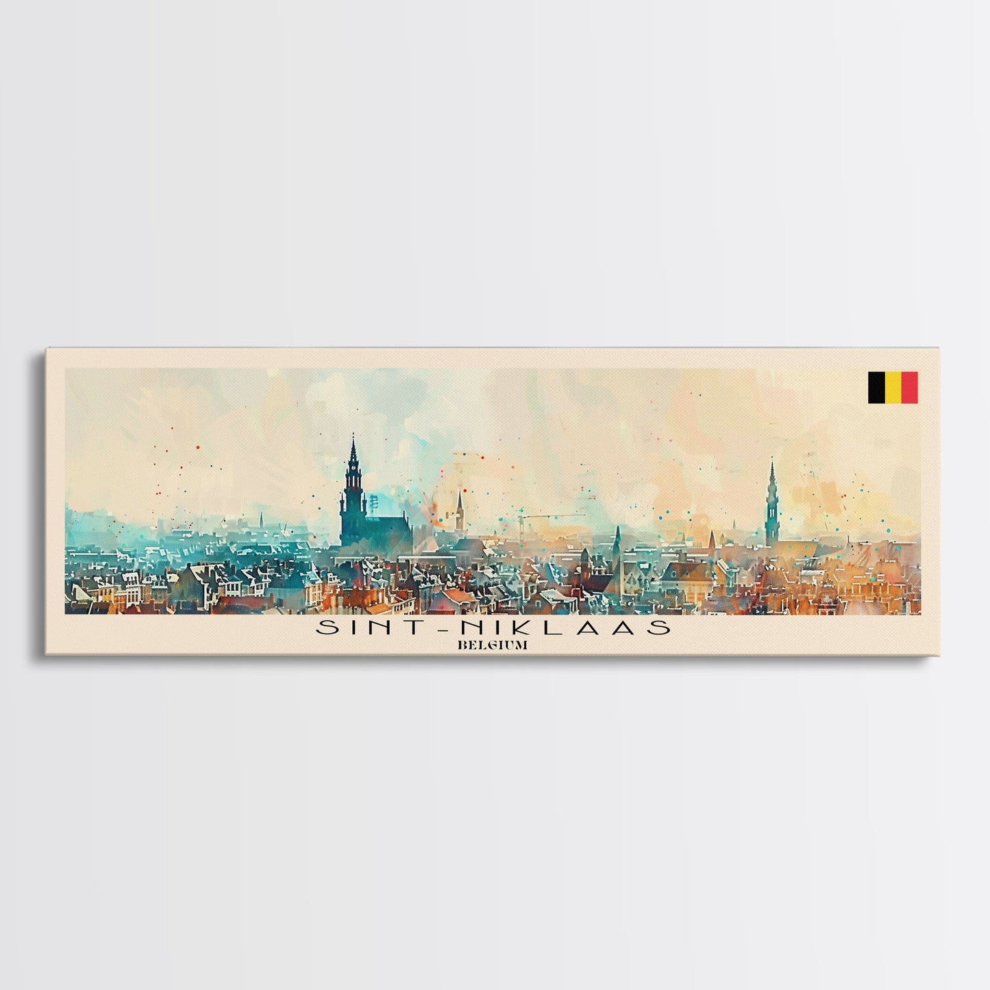 Saint Niklaas Belgium Wall Art, Panoramic Travel Poster, Panoramic Framed Canvas Print, City Wall Art, Wall Hanging Home Decor, Travel Art