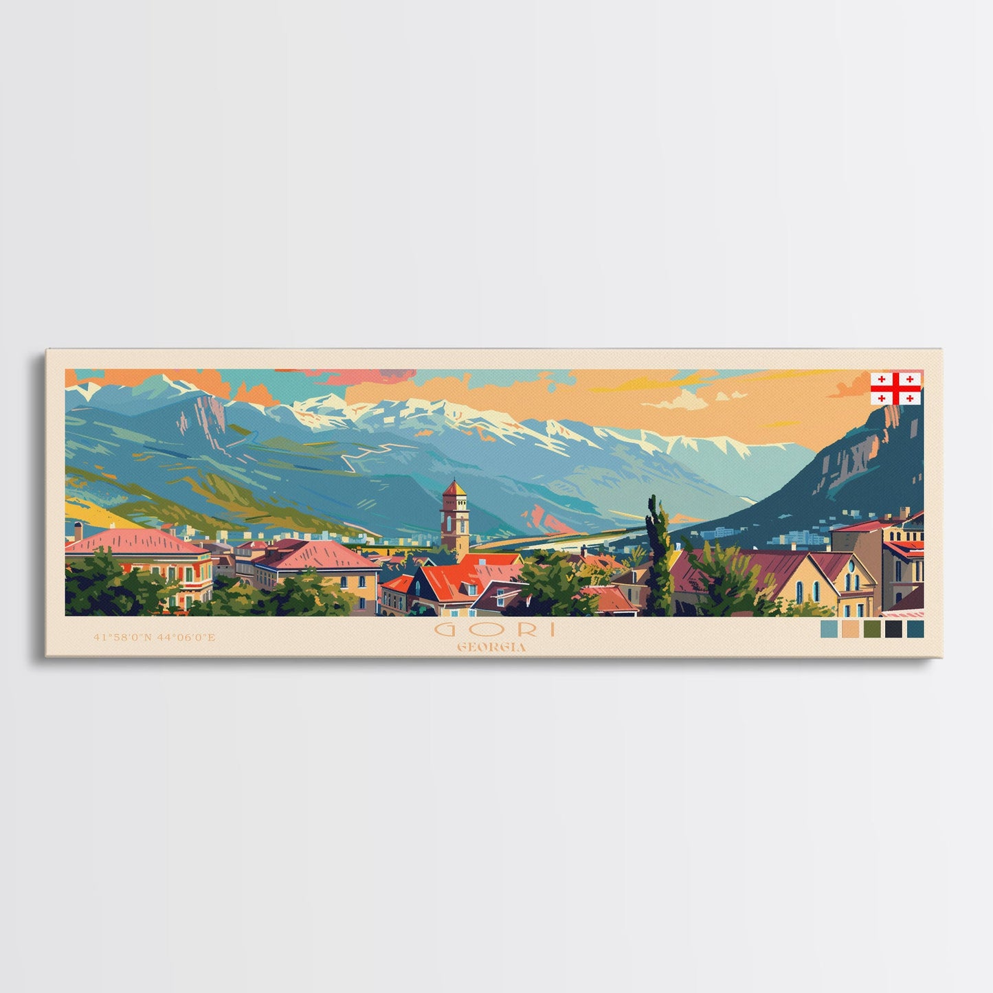Gori Georgia Travel Print Wall Art, Panoramic City Art, Travel Art, Wall Decor, Vacation Gift, Framed Canvas Print Or Metal Art