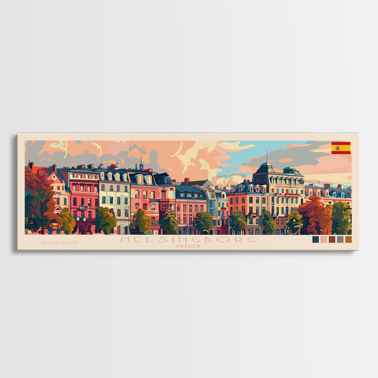 Helsingborg Sweden Travel Print Wall Art, Panoramic City Art, Travel Art, Wall Decor, Vacation Gift, Framed Canvas Print Or Metal Art