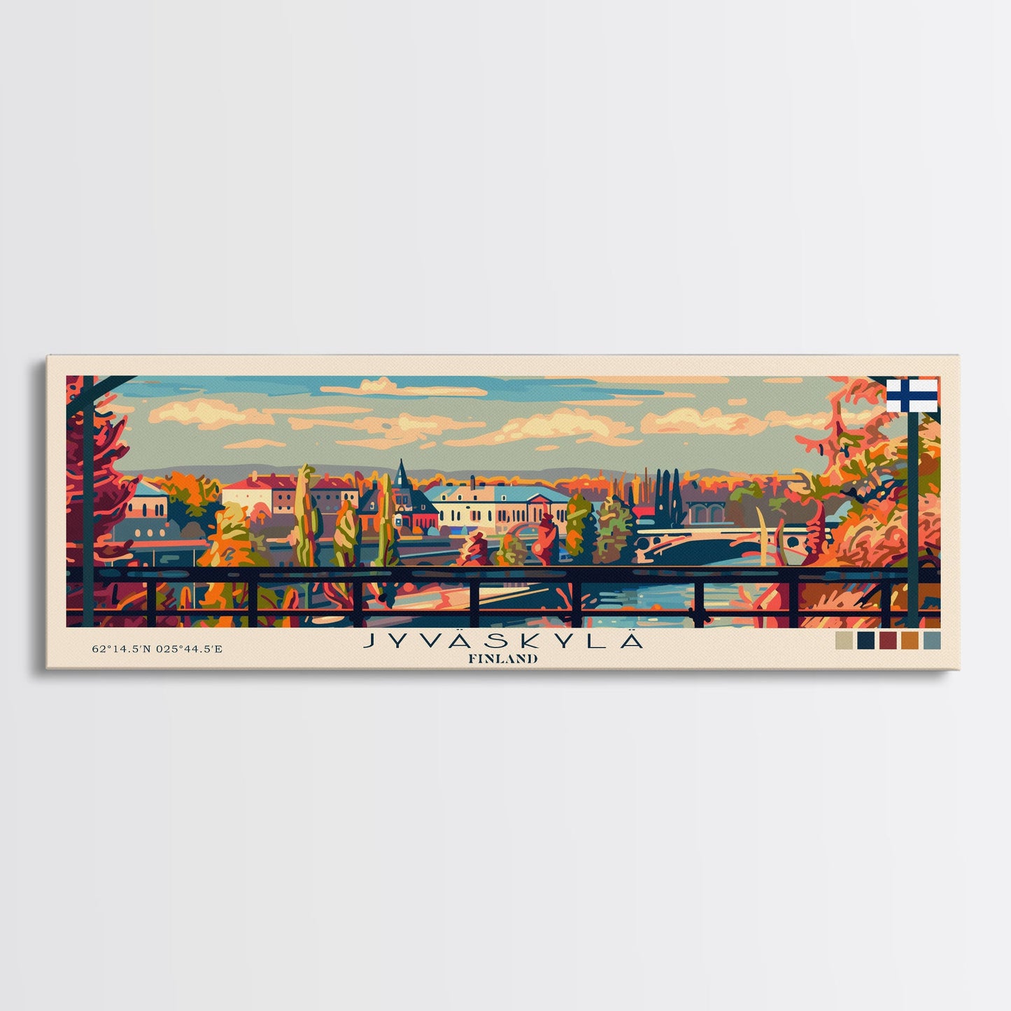Jyvaskyla Finland Travel Art, City Art, Framed Canvas Print or Metal Wall Art, Europe Travel Poster, Panoramic Wall Art, Extra Wide Wall Art
