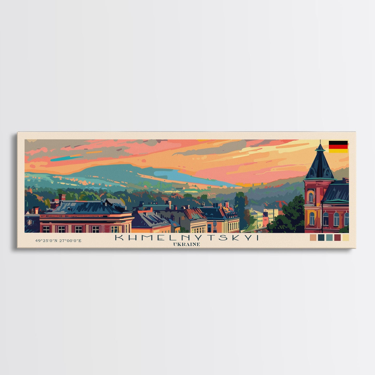 Khmelnytskyi Ukraine Travel Art, City Art, Framed Canvas Print or Metal Wall Art, Europe Travel Poster, Panoramic Wall Art, Extra Wide Wall Art