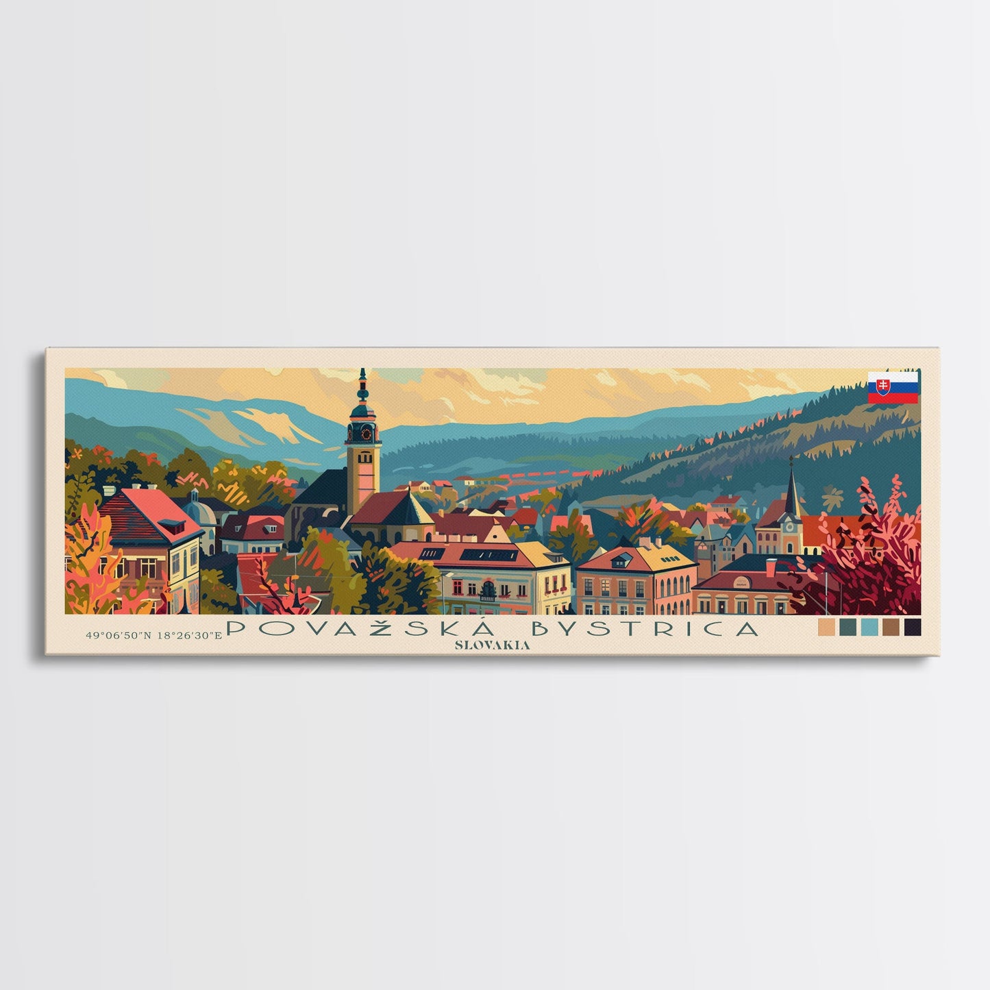 Povazska Bystrica Slovakia Travel Print Wall Art, Panoramic City Art, Travel Art, Wall Decor, Vacation Gift, Framed Canvas Print Or Metal Art