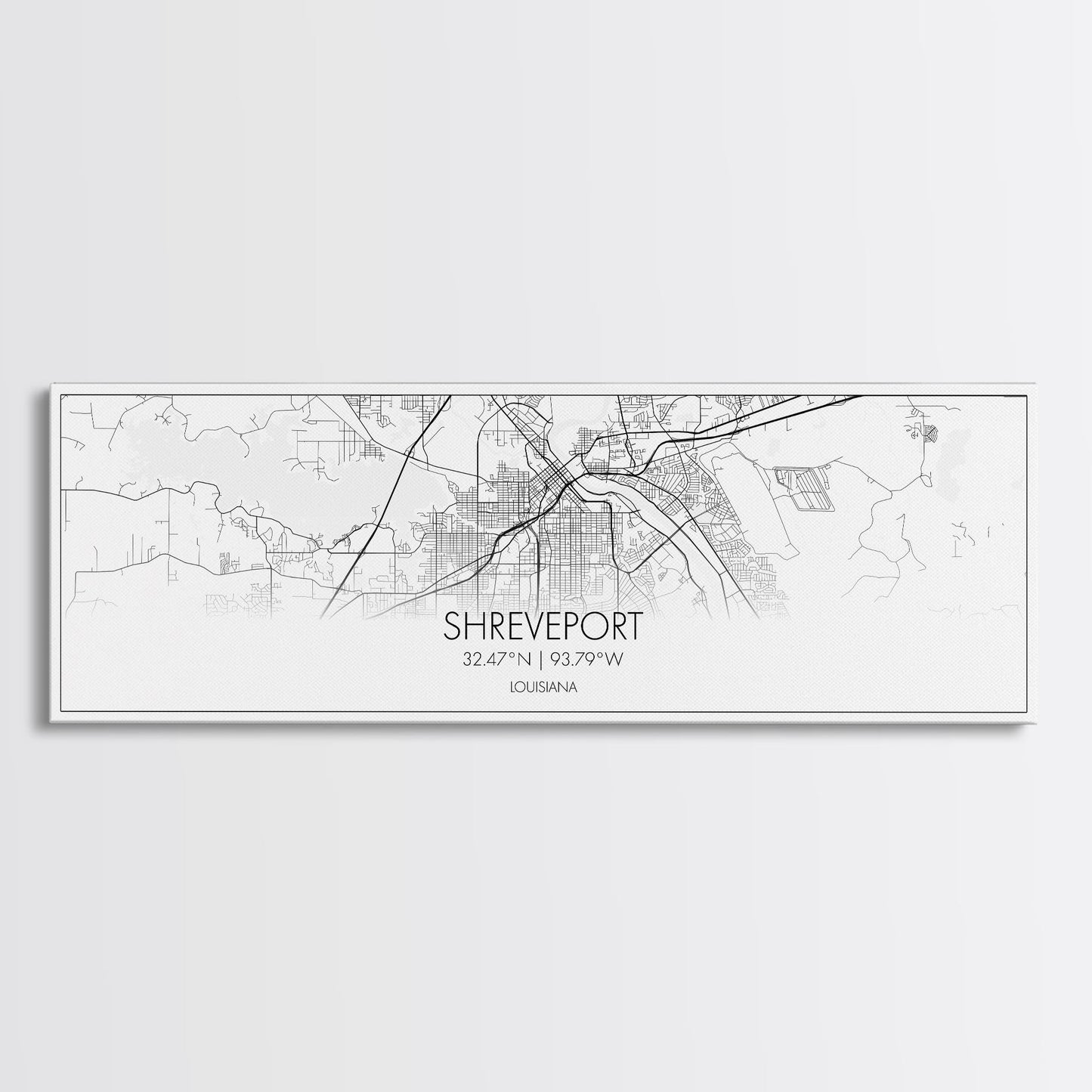 Panoramic Shreveport City Map, Louisiana Art, Map Print, Minimalist Wall Art, Canvas Art, Housewarming Gift, Street Map Art, Closing Gift
