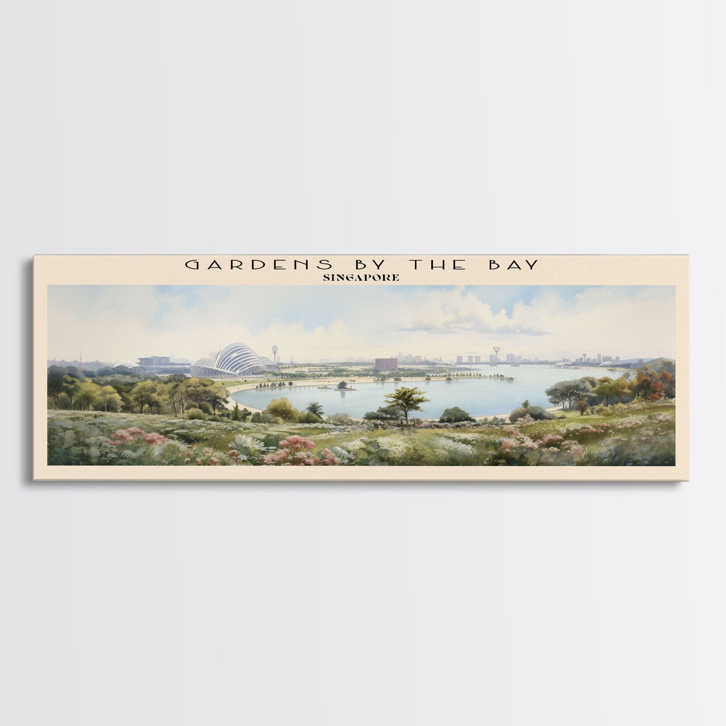 Gardens by the Bay COUNTRY | Framed Travel Poster Canvas Print | Trendy Wall Art | Watercolor Painting | Living Room Art | Unique Art