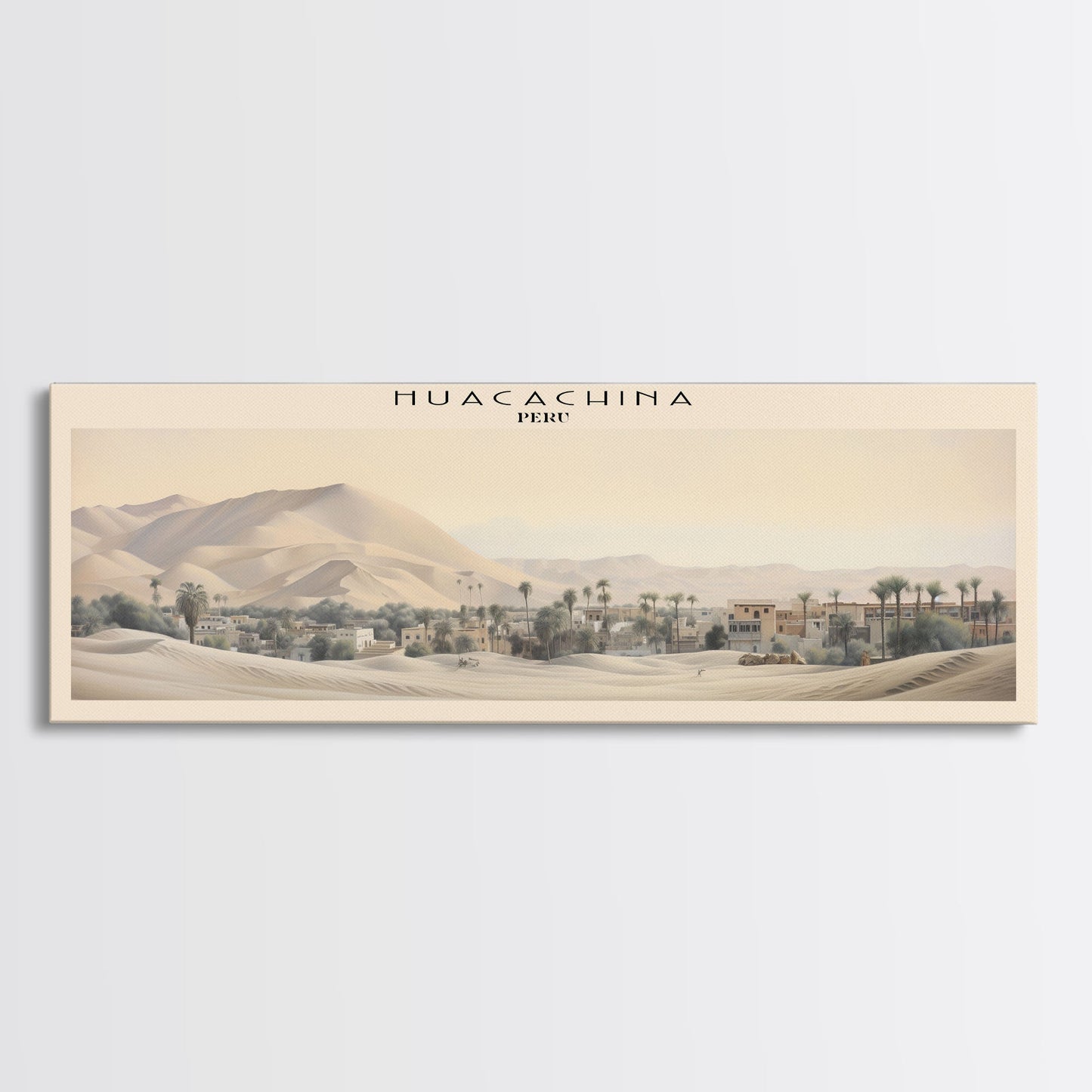 Huacachina Travel Poster Print, Framed Canvas Print, COUNTRY Travel Art, Wood Framed Art, Wall Hanging, Home Decor