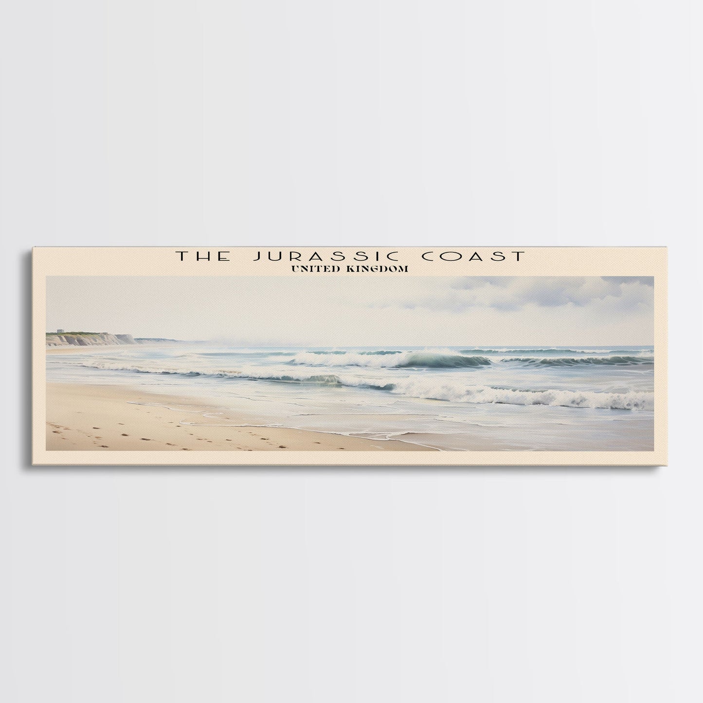 The Jurassic Coast COUNTRY | Framed Travel Poster Canvas Print | Trendy Wall Art | Watercolor Painting | Living Room Art | Unique Art